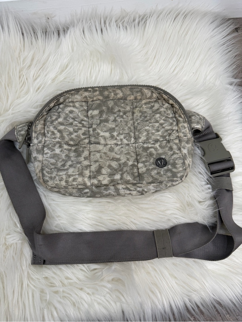 lululemon athletica Quilted Leopard-Print Waist Pack in Taupe and Gray